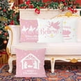 thumbnail image 6 of Christmas Pillow Covers 16x16 Inch Set of 4 Nativity Religious Pillow Case Pink and White Christmas Xmas Winter Home Decor Living Room House Decorative Cushion Case for Sofa Couch, 6 of 6