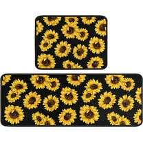 2 Pieces Sunflower Kitchen Decoration Rug Set, Washable Waterproof Kitchen Mats and Kitchen Sink Runner Rug, Farmhouse Style Decor Indoor 17" x 47"   17" x 30"