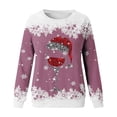 thumbnail image 4 of Aocisk Chandail en Molleton à Manches Longues Col Rond Imprimé Verre Joyeux Noël pour Femmes Coupe Ample Décontractée Rose Vif m, 4 of 7