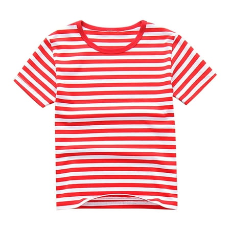 Boys Girls Stripes T Shirts Unisex Kids Short Sleeve Crewneck Cotton Tshirts Soft Summer Casual Tee Shirts