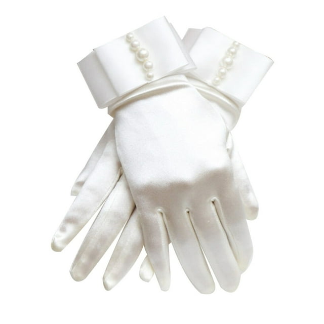1 Paire de Gants de Mariage Exquis Style Court Gants de Robe de Mariée Fournitures de Mariage pour Femmes Dames (Blanc)