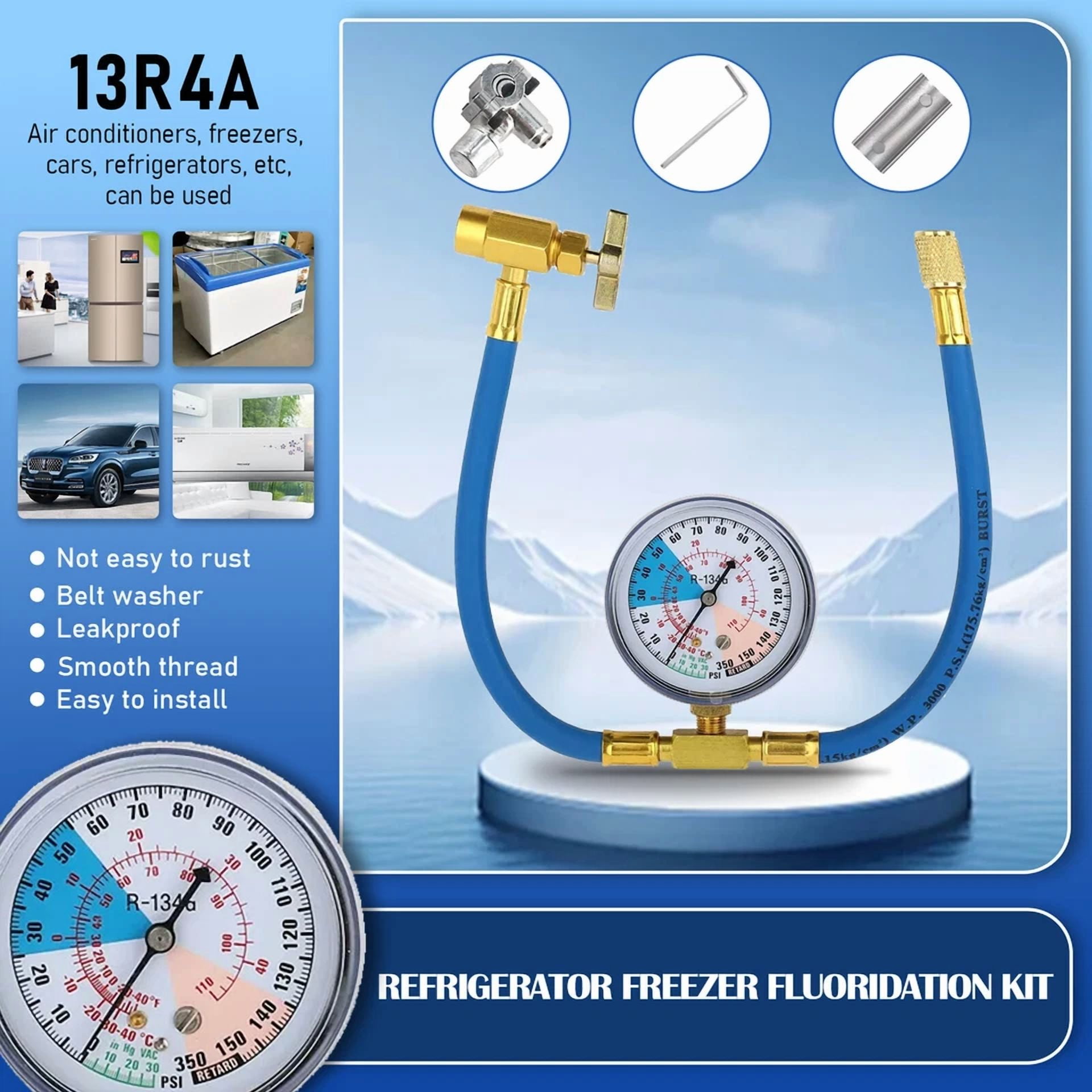 CIRCLE- Bpv31 Bullet Piercing Tap Valve Kits For Home Use Refrigerator W/ Pressure Gauge