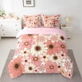 thumbnail image 2 of Homewish Cartoon Flower Daisy 7-Piece Twin Bedding Sets,Retro Rustic Floral Bedding Comforter Set,Pink Orange Blossom Sheet Sets For Girls Kids,Microfiber Bedroom Decor Reversible, 2 of 8