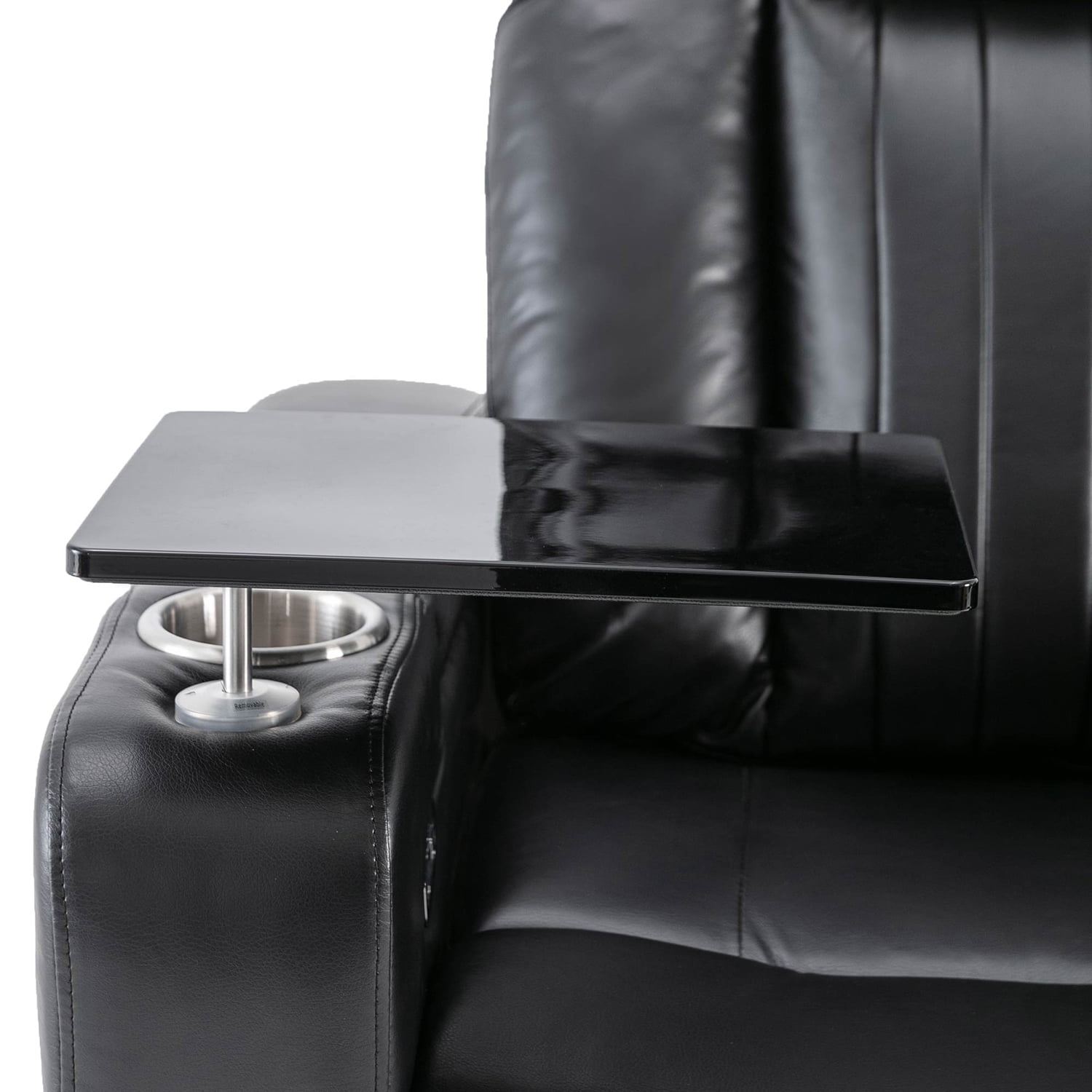 Kadyn Power Motion Recliner, Modern Recliner Chair with USB Charging Port and Hidden Arm Storage, PU Power Motion Recliner with 2 Convenient Cup Holders Design, Black Kadyn Power Motion Recliner, Modern Recliner Chair with USB Charging Port and Hidden Arm Storage, PU Power Motion Recliner with 2 Convenient Cup Holders Design, Black