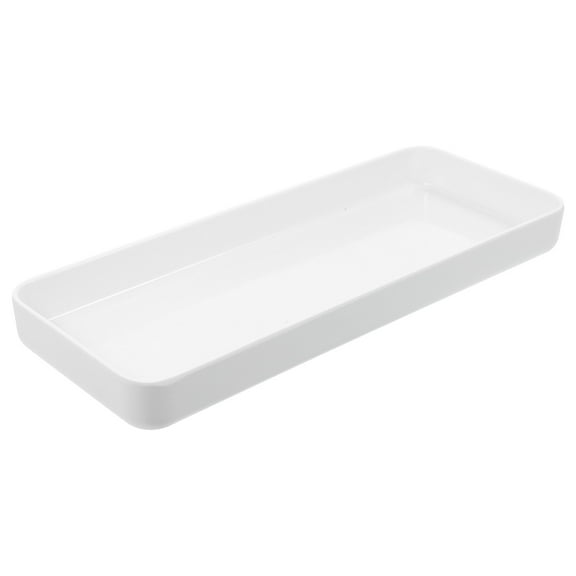 WEAVILUX Modern White Rectangular Bathroom Organizer Tray for Toiletries, Vanity Storage and Countertop Organizer