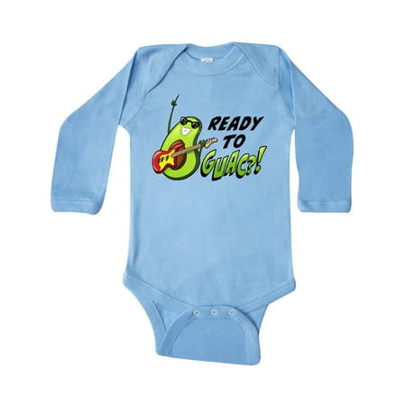 

Inktastic Ready to Guac! with Avocado Playing Guitar Gift Baby Boy or Baby Girl Long Sleeve Bodysuit