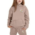 thumbnail image 4 of Toddler Outfits for Girls Sets Hoodie Pants Letter Print Casual Two Piece Comfy Winter Kids Youth Fall Girls Clothes Khaki Size 4-5T, 4 of 4