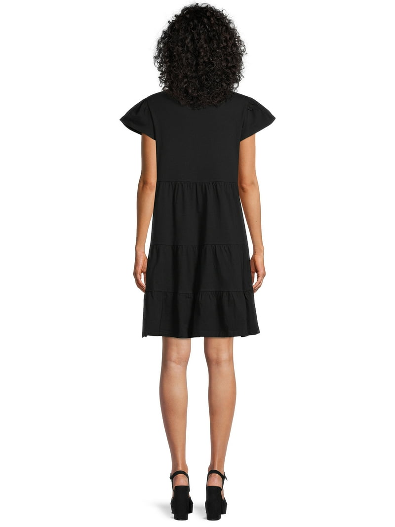 walmart time and tru tiered knit dress Time and Tru women's Tiered Knit Dress - Cotton Fabric