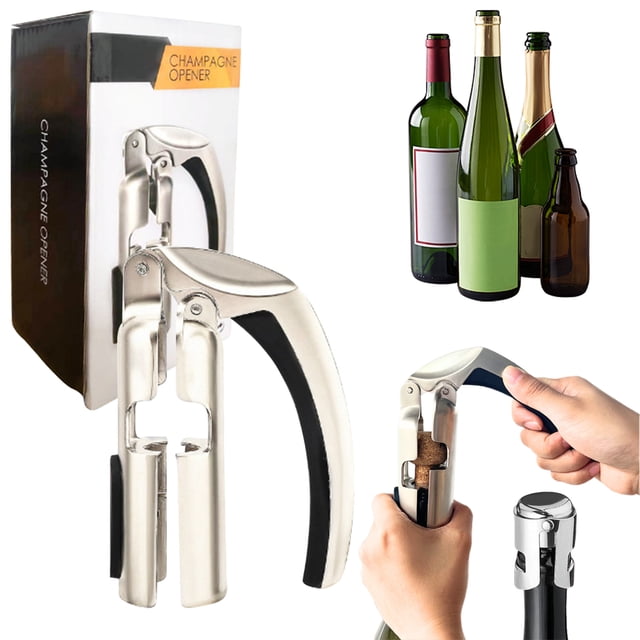 Alloy Sparkling Champagne Cork Remover - Ergonomic Handle Cork Puller for Wine, Bar, Party & Wedding (14x9cm)