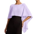 thumbnail image 2 of EliteGoogv Womens Elegant Formal Evening Dress Shawl Bridal Wedding Party Cover Up Sun Protection Flattering Cape Solid Color Chiffon Outerwear,PP2,One Size, 2 of 5