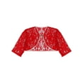 thumbnail image 4 of TiaoBug Kids Girls Floral Lace Cardigan shawls Sheer Pearls Cropped Shrugs for Party Dress Red 2-4, 4 of 7