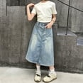 thumbnail image 4 of XINXIAOO Kids Girls Denim Skirt Summer Elastic Waist Casual Jean Skirt Skirts for Girls 4-5 Years, 4 of 7