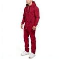 thumbnail image 6 of Men's Hooded Jumpsuit Zip Up Pajamas Playsuit Jogger Sweatsuit Overall Romper, Fleece-Lined for Winter Lounge and Comfortable Sleepwear,Red,M, 6 of 7