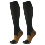 AIRKOUL 5 Pairs Copper Compression Socks High Sport Knee High Compression Socks Improves Circulation, Reduces Swelling & Pain for Nurses, Running, XXL