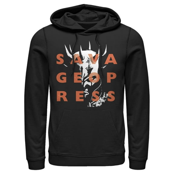 Men's Star Wars: The Clone Wars Savage Opress Text Overlay Pull Over Hoodie Black Medium