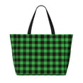 thumbnail image 2 of Fotbe Buffalo Plaid Green Black Bolsa de Viaje para Playa - Resistente al Agua, Bolsa Tote de Gran Capacidad y Ligera con 7 Bolsillos para Mujeres y Hombres, 2 of 7