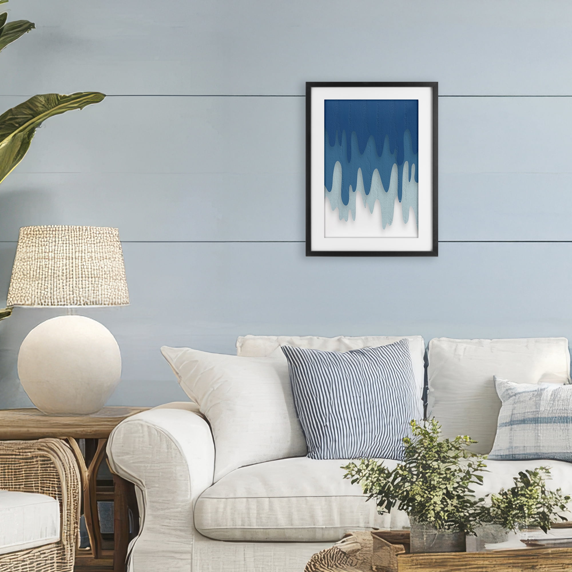 Stupell Industries Water Wave Fluid Contour Black Framed Print Under Glass, design by Martina Pavlova