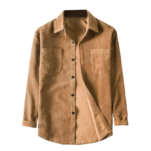 Veste Homme Hiver Chemise en Velours Côtelé Multi-Poches