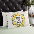 thumbnail image 4 of Summer Lemon Wreath Throw Pillow Cover 20 x 26 Inch Decorative Pillow Cover Farmhouse Floral Leaves Beige Lumbar Pillowcase Seasonal Rectangle Cushion Case for Couch Sofa Bed Living Room, 4 of 6