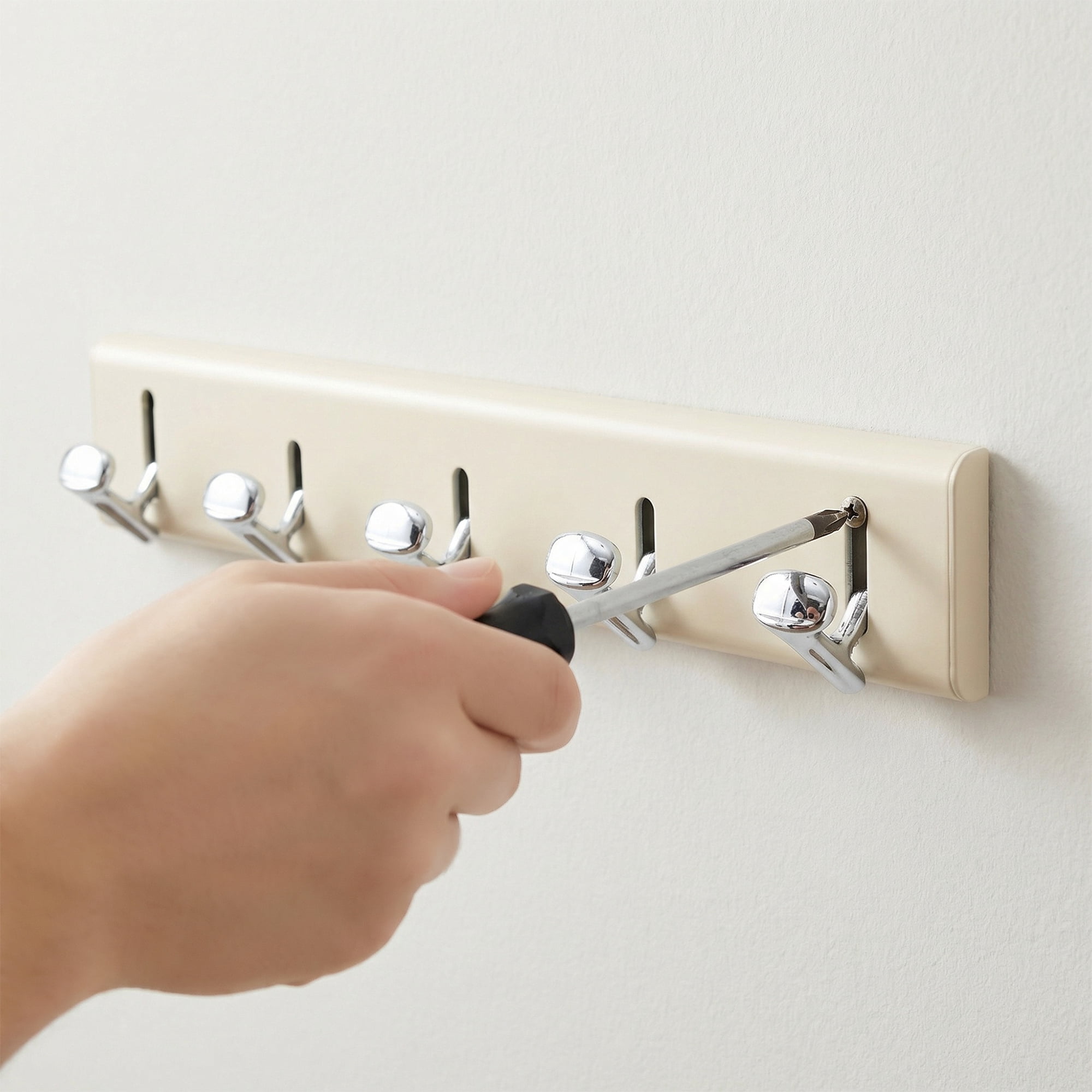 Unique Bargains Coat Rack Wall Mount Aluminum Hook for Entryway Milk White 14.2"x2.2"