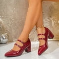 thumbnail image 5 of Xfvqtps Womens Pointed Toe Pumps Block Heel Mary Janes Glossy Patent Leather Dress Shoes with Buckle Strap Comfortable Office Heels for Work, 5 of 9