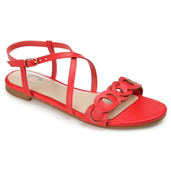 Journee Womens Jalia Multi Strap Flat Sandals