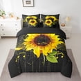thumbnail image 2 of Sunflower Bed in a Bag Queen Comforter Set 7 Piece,Yellow Flower Floral Bedding Sets Music Notes Sheet Set with Comforter, 2 of 5