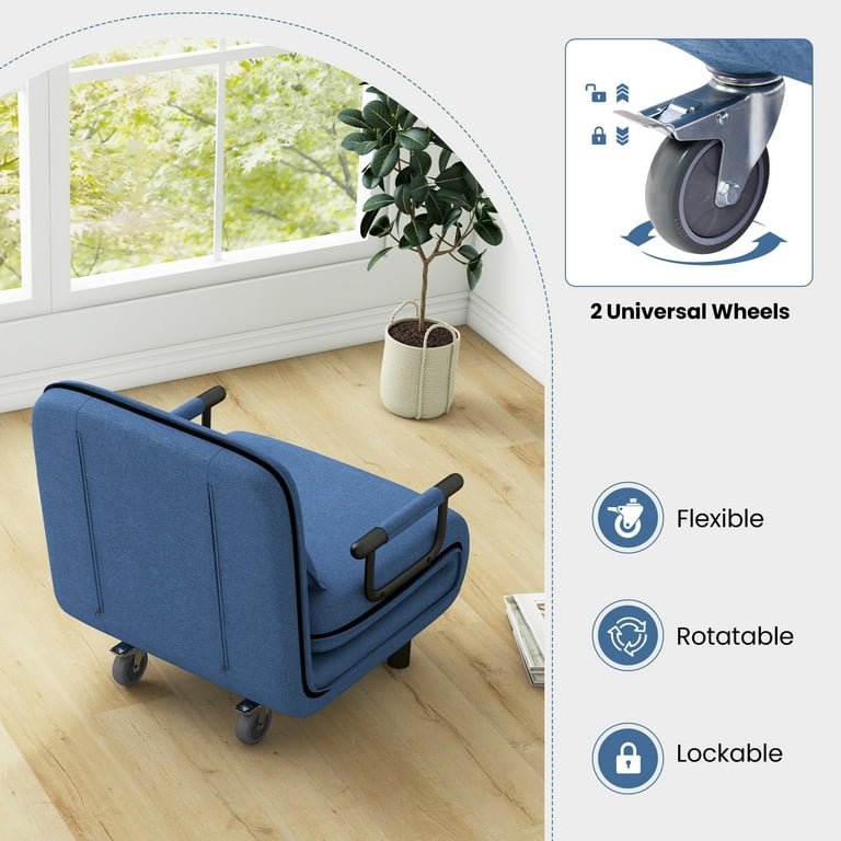 Giantex Letto Divano Pieghevole Nero - Sedia A Sdraio Convertibile 5 Posizioni Per Ospiti