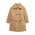 thumbnail image 5 of eczipvz Boys Thick Dress Coats Double Trench Coat Winter Pea Coat with Pockets(Khaki,1-2 Years), 5 of 5