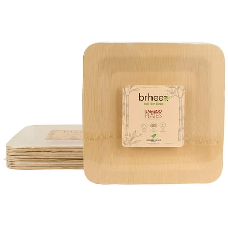 Bamboo Plastic Plates - Brheez Bamboo Disposable 9