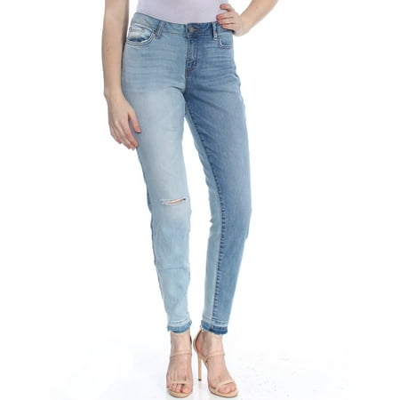 WILLIAM RAST Womens Light Blue Color Block Embroidered Skinny Jeans Size: 30 Waist