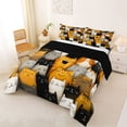 thumbnail image 2 of Homewish Cute Pet Cats Full Size Comforter Sets,Cartoon Animals Bedding Comforter Set,Orange Gray,Black Reversible,3pcs,1 Comforter and 2 Pillowcases, 2 of 7