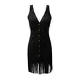thumbnail image 4 of Breezora Women's Fringe Detail Western Style Mini Dress Casual Cowboy Inspired Outfit for Concerts L Size Black, 4 of 5
