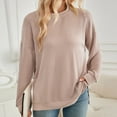 thumbnail image 6 of hotojiny Long Sleeve Sweatshirts for Women Fall Crew Neck Ribbed Knit Pullover Tops Side Slit Casual Loose Tunic Tops, 6 of 6