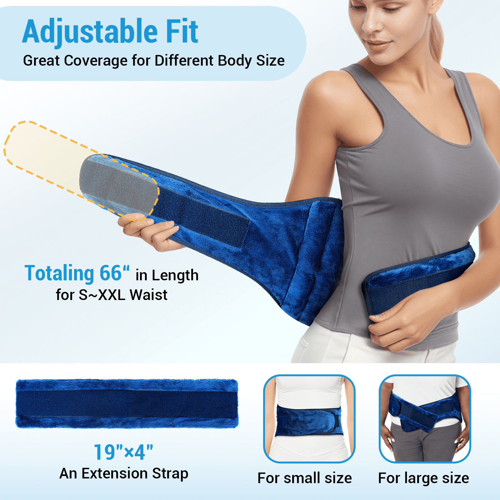 Comfytemp Large Microwave Heating Pad for Back & Waist, Moist Heat Relief for Muscle Discomfort, Blue