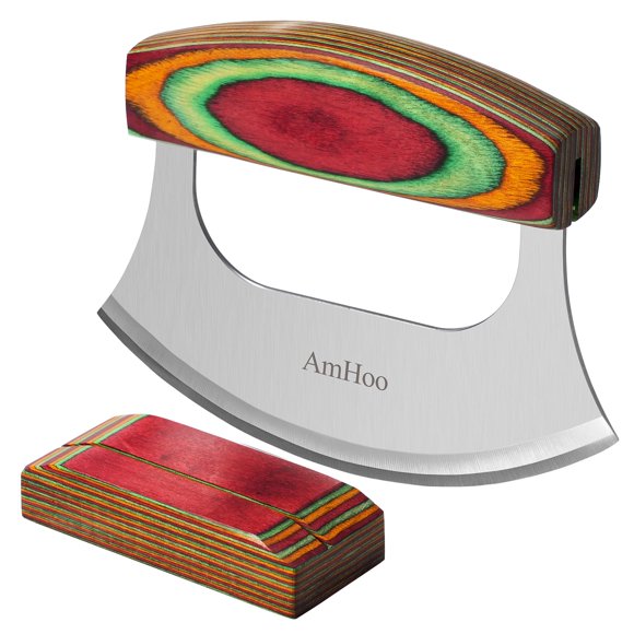 Cortador de pizza MaHoo con mango de madera de acero inoxidable de 6.5 pulgadas