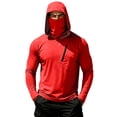 thumbnail image 3 of Mens UV Protection Shirts Long Sleeve UPF 50+ Hooded Rash Guard Sun Hoodies with Mask Outdoor Hiking Swimming Fishing, S, 3 of 8