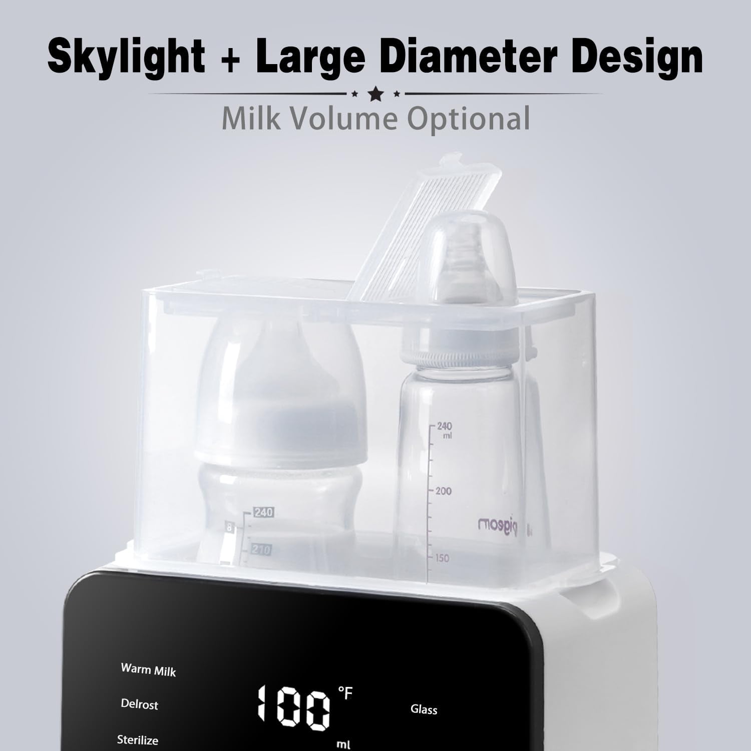 Double Bottle Warmer and Steri-lizer, 8-in-1 Fast Baby Milk Warmer with Timer for Breastmilk or Formula, Multifunctional Bottle Warmer with Food Heater Defro