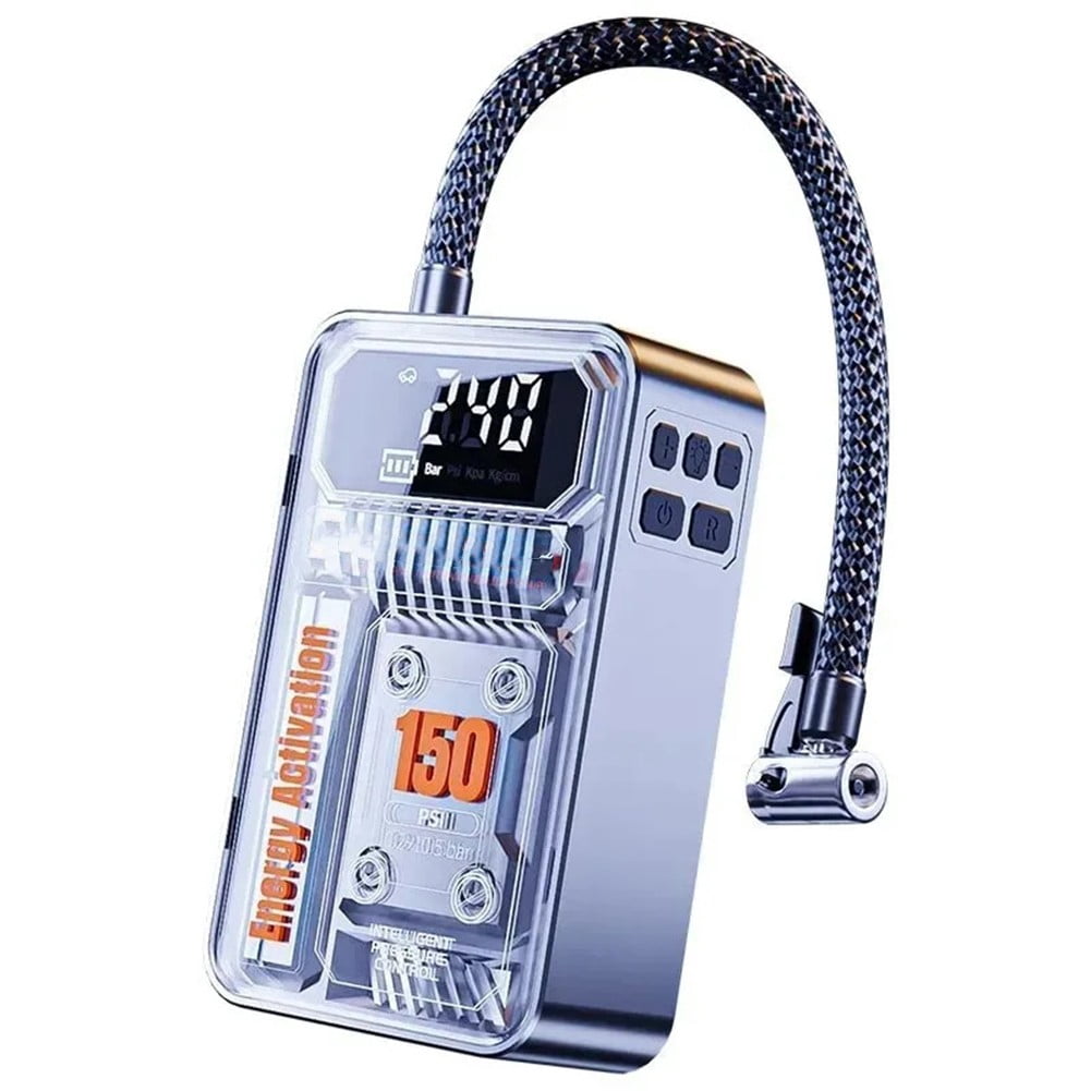 Gonfleur Pneus Voiture Sans Fil 150 PSI 6000mAh – Portable, Arrêt Auto, 5 Modes + Éclairage LED Pour Voiture Moto Vélo