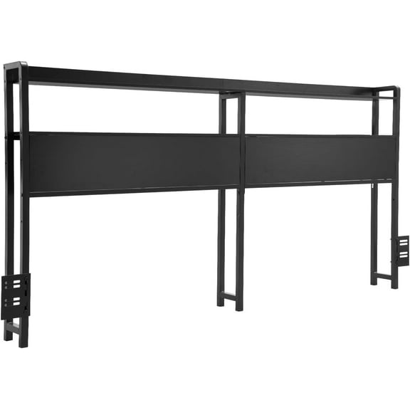 ZALIX Headboard for Queen Size Bed, Adjustable Height Headboard with 2 Shelves Storage, Freestanding Head Board with Charging Station and Light for Different Bed Frames, Easy Assembly, Black