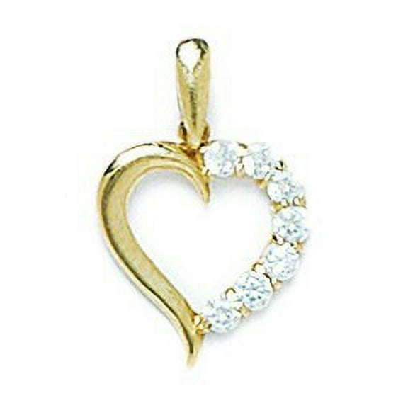 14k Yellow Gold Cubic Zirconia Heart Pendant - Measures 18x12mm
