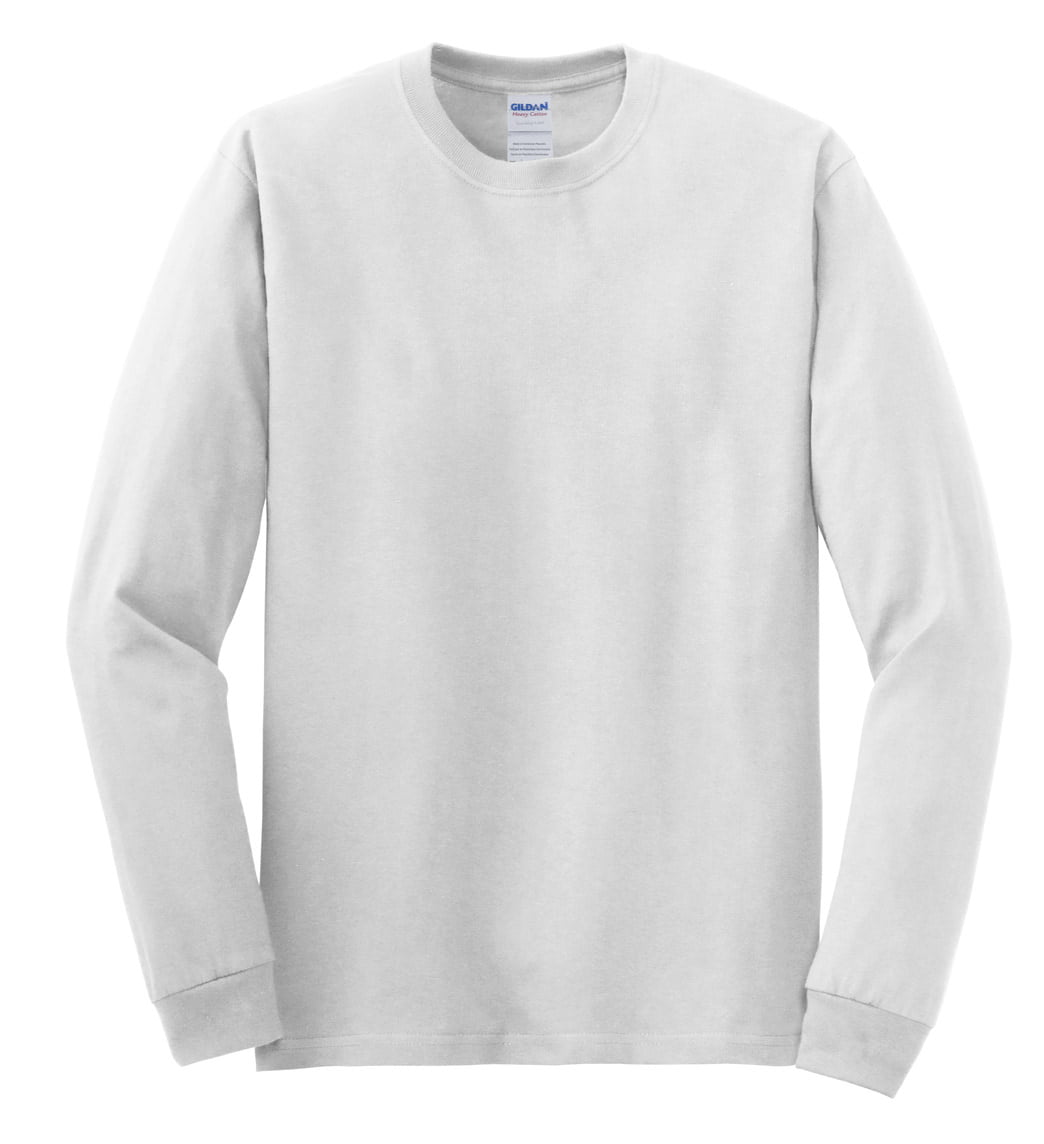 Gildan Heavy Cotton 5.3 oz. Long-Sleeve Men T-Shirt White X-Large ...