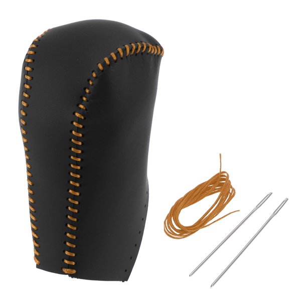 Cubierta de pomo de cambio de marcha antideslizante Unique Bargains para Toyota RAV4 2013-2016 Negro Marrón Cuero Sintético