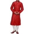 thumbnail image 1 of Royal Kurta Men's Dupion Silk Contrast Piping Kurta Churidar, 1 of 1