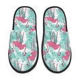 thumbnail image 2 of KLL Flamingo Slippers for Women Men House Slip on Indoor Outdoor Bedroom Furry Fleece Lined Ladies Comfy Anti-Skid Rubber Hard Sole-Large, 2 of 8