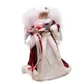 thumbnail image 2 of Kurt Adler 12-Inch White, Silver and Burgundy Angel Tree Topper with Fiberoptic LED Lights, 2 of 10