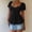 Black, variant on IUYRTFE Women's Short Sleeve Sweetheart Neck Drawstring Ruched Peplum Top Summer Casual A Line Blouse