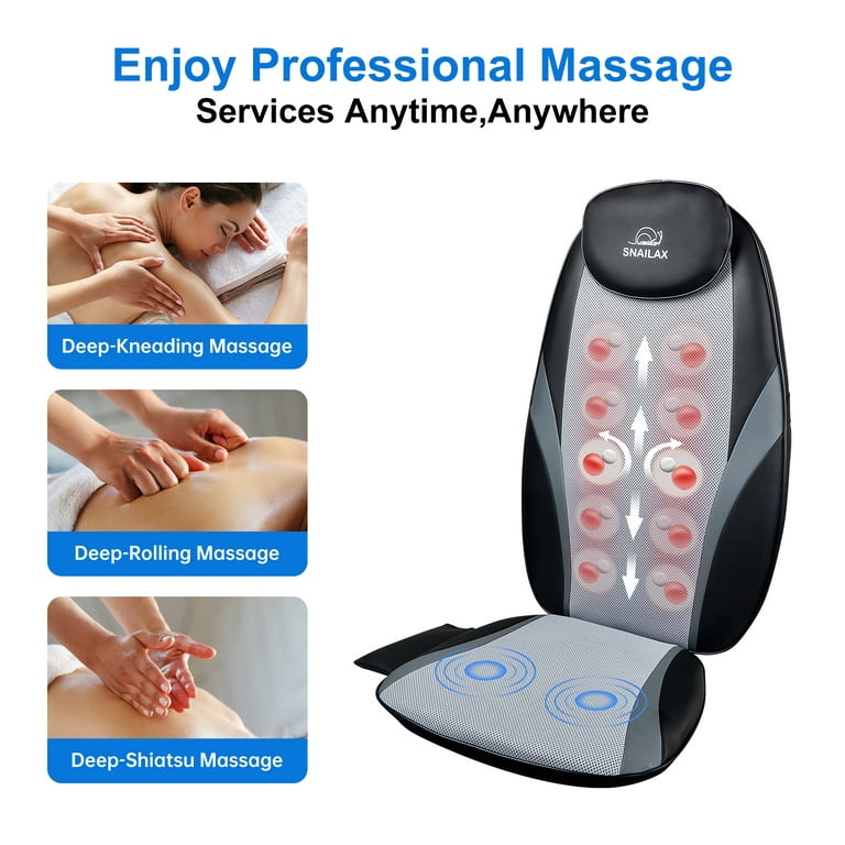 Full Back Massager with Heat -2D/3D Shiatsu Massage Seat Cushion with 10  Massage Nodes, Massage Chair Pad, Rolling Kneading Massage Pads for Back