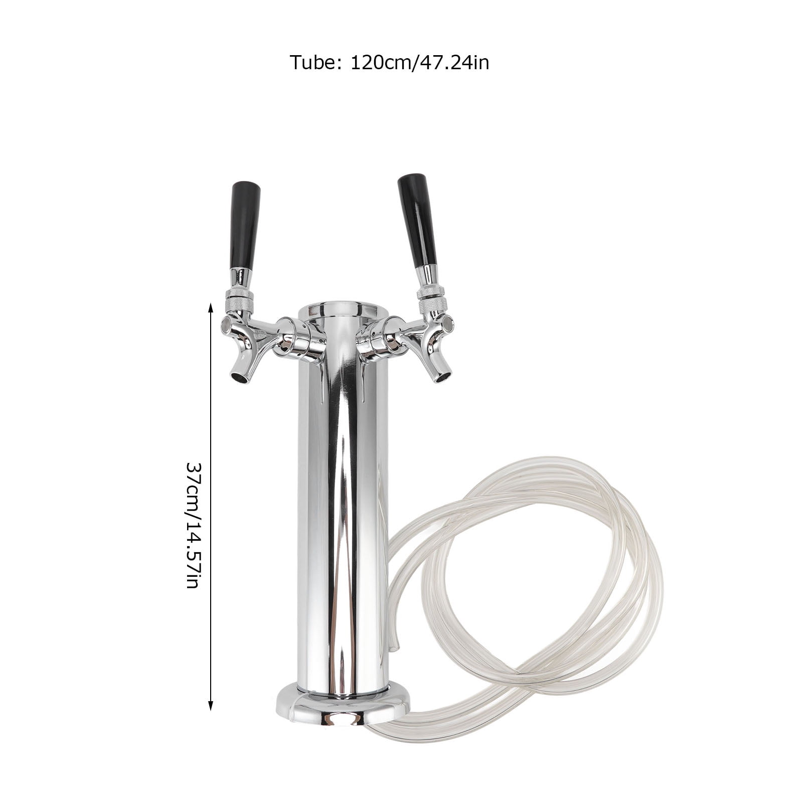 Cacagoo Keg Party Pump, American D System Beer Keg Tap Keg Hand Pump Picnic Pump with Beer Faucet & Beer Hose, Chrome-Plated Keg Draft Beer Party Pump with 2 Hose Clamps Kegerator Pump for Homebrew
