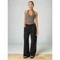 thumbnail image 3 of Halter Tops for Women Summer Crop Deep V Neck Blackless Tank Top Going Out Y2k Clothes Brown S, 3 of 6